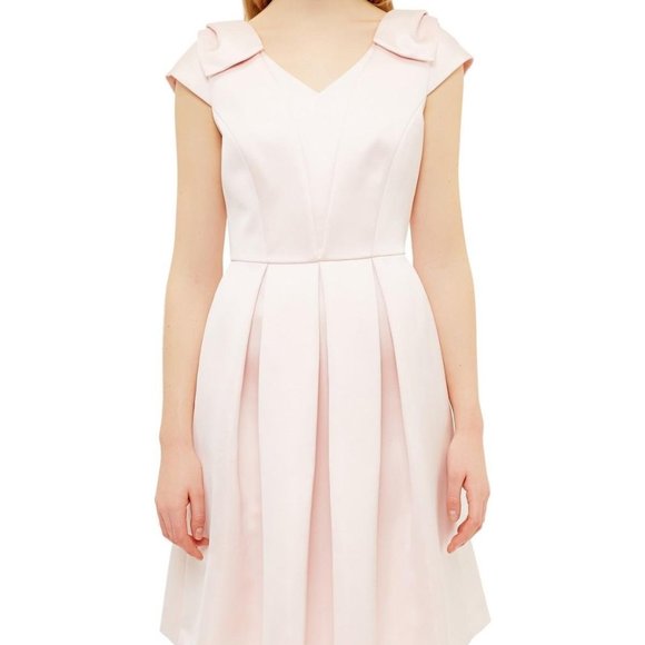 Ted Baker Poliee Bow Detail Pleated Dress, Pink - Picture 2 of 4